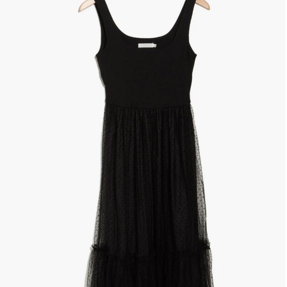 Mixed Media Tulle Midi Dress by Lush in Black - Picture 3 of 3